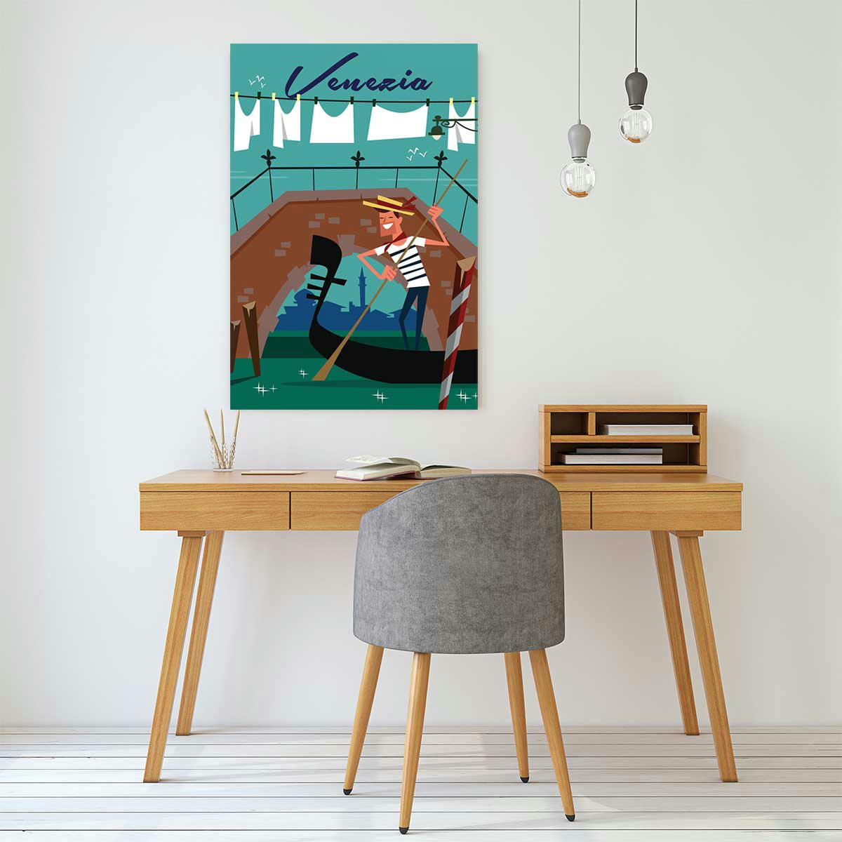 - Tableau gondole à venise imprimé sur toile 80x120cm