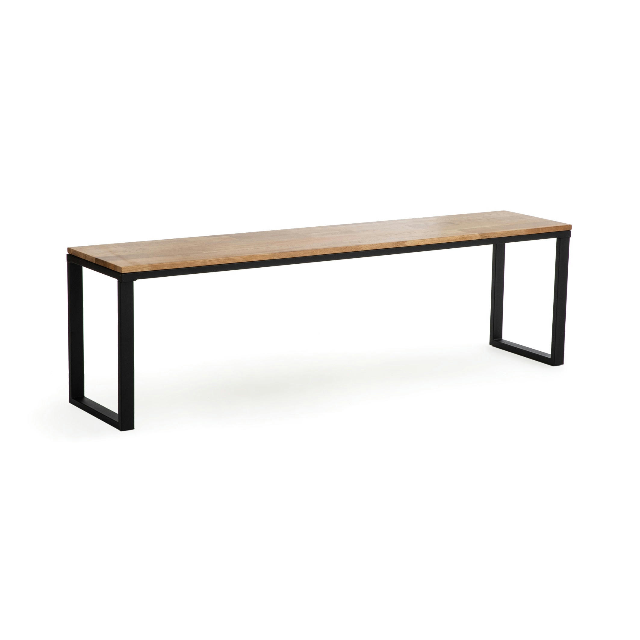 Banc chêne massif abouté vernis L160 cm, Hiba