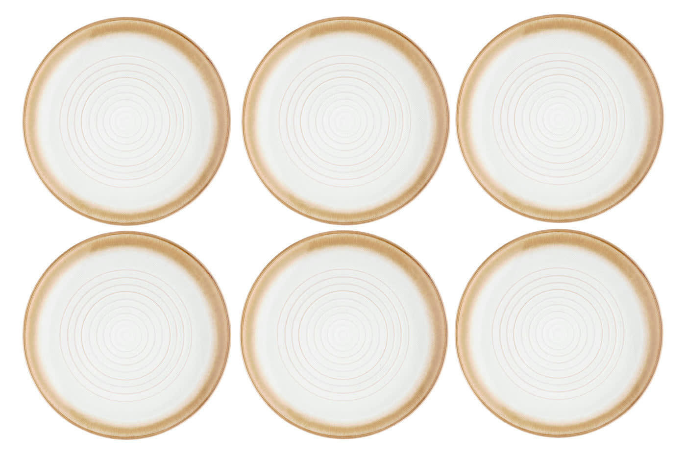 COSMOS - Lot de 6 assiettes plates en grès beige D27,5