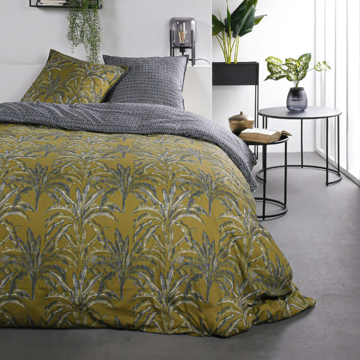 SUNSHINE - Parure de lit 2 personnes imprimé jungle en Coton Marron 220x240 cm