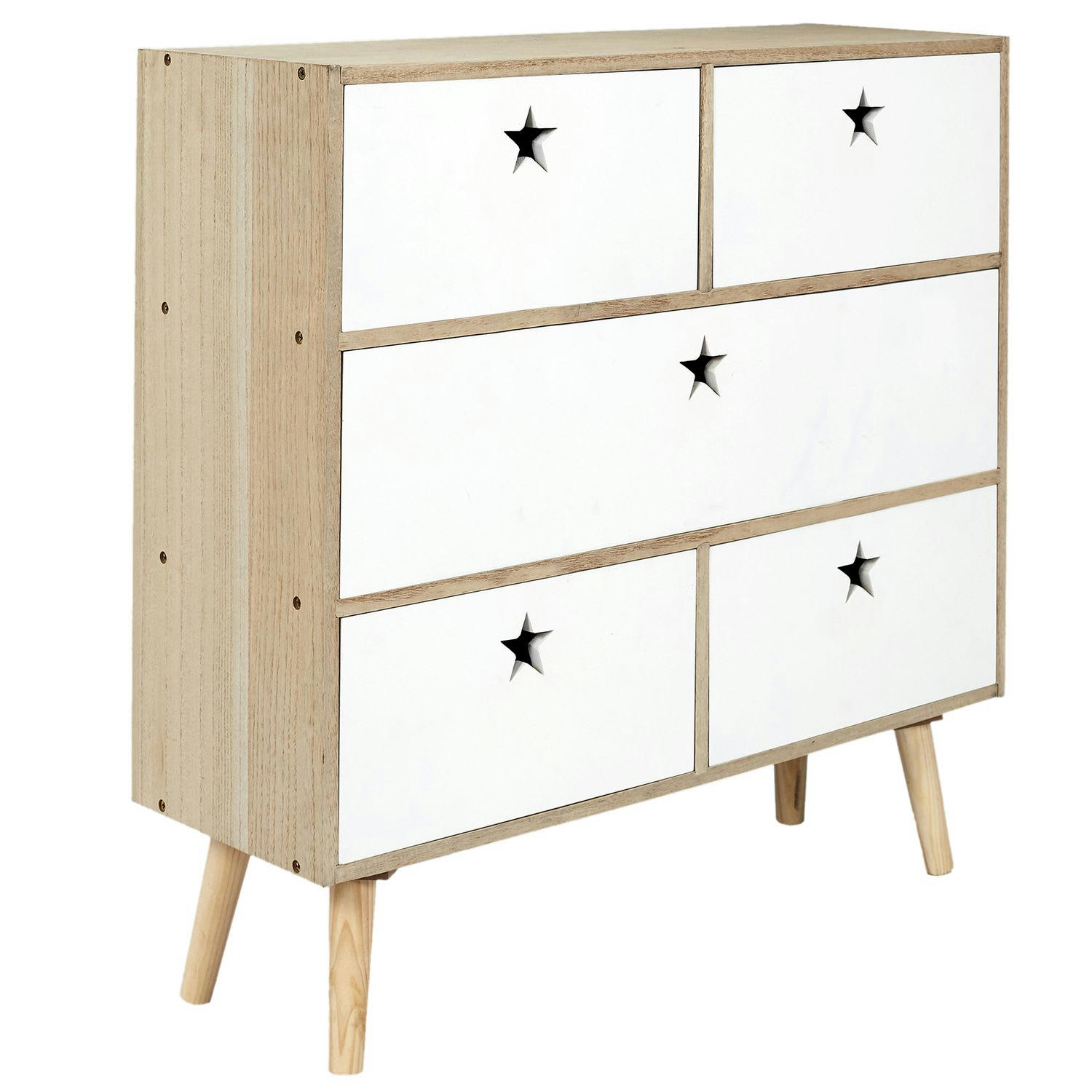 LIKE A STAR - Commode 5 tiroirs en mdf et bois de pin blanc
