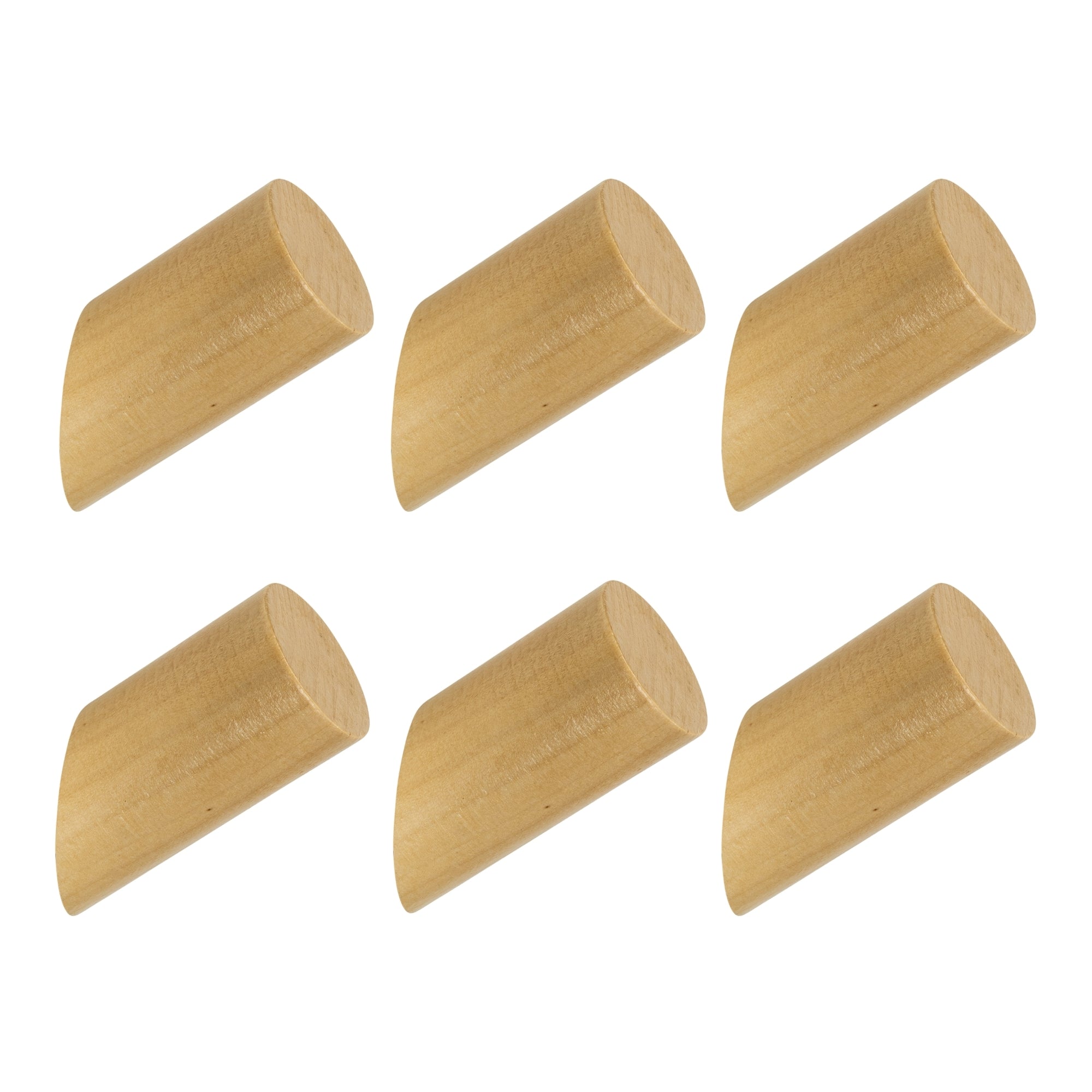 QUVIO Houten wand haakje - Licht bruin - S - Set van 6