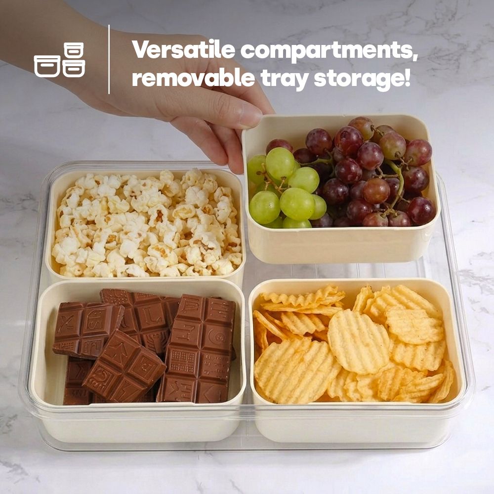 LIVIVO Snack Storage Box with 4 Removable Trays Airtight Lid