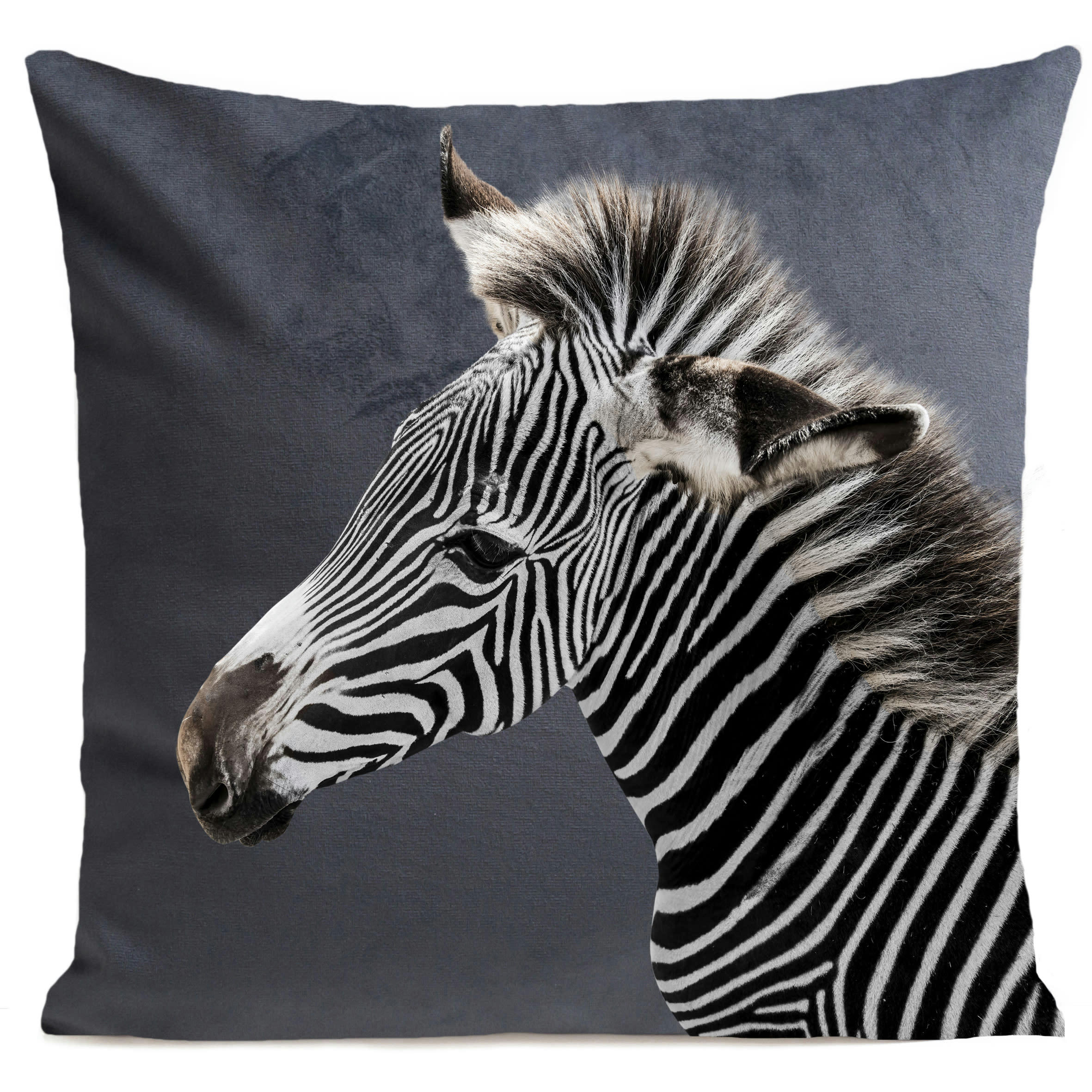- Coussin jungle zèbre suédine gris 40x40cm