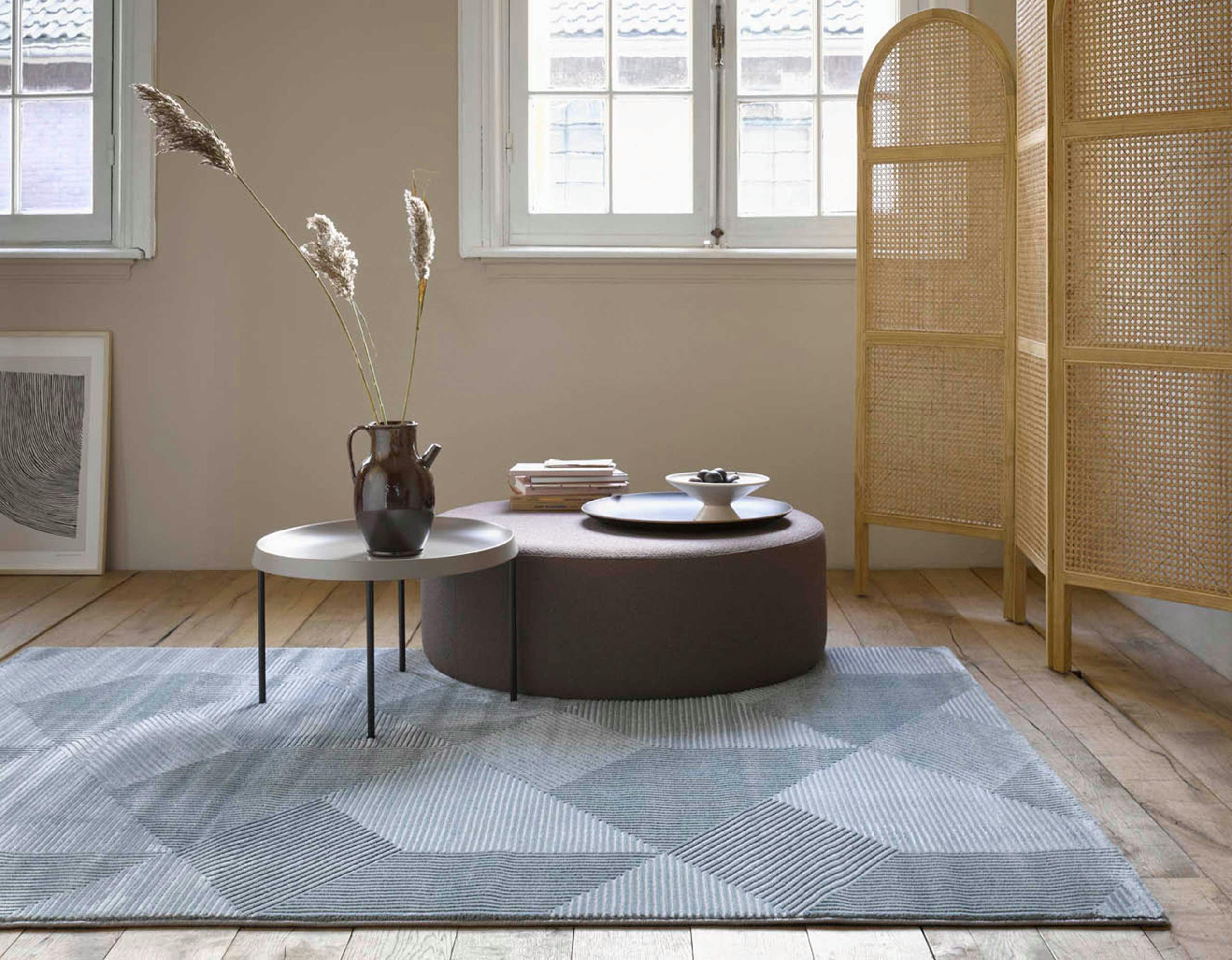 VELVET GROOVE - Tapis motif géométrique à relief vert beige 290x200