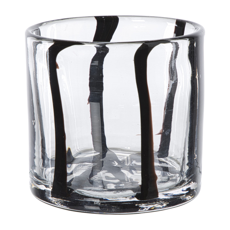 Waxinelichthouder streep - zwart - &Oslash;10x10 cm