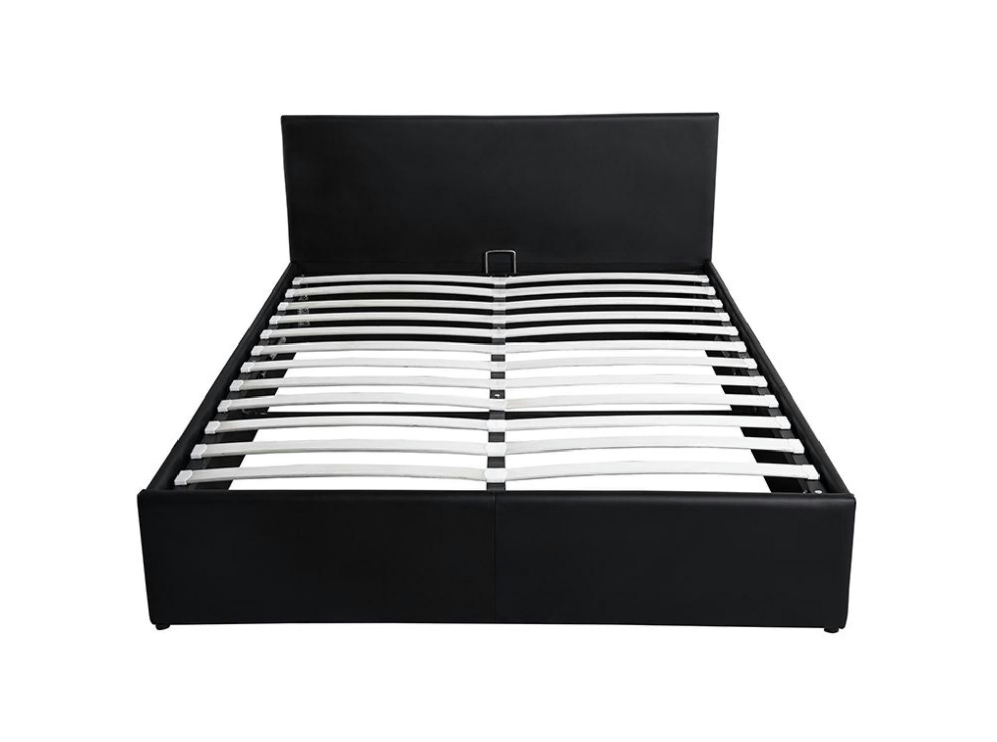 EDGAR - Cadre de lit avec sommier relevable à lattes - Noir - 140 cm