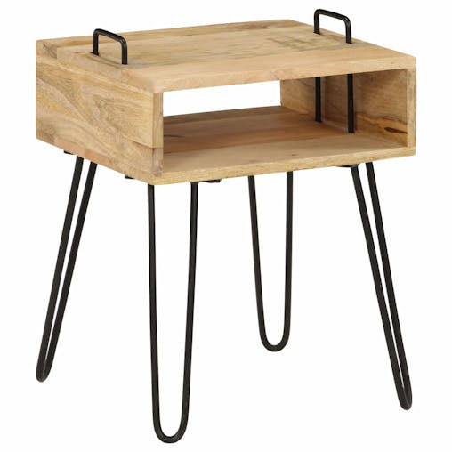 NNEVL Bedside Table Solid Mango Wood 40x34x47 cm