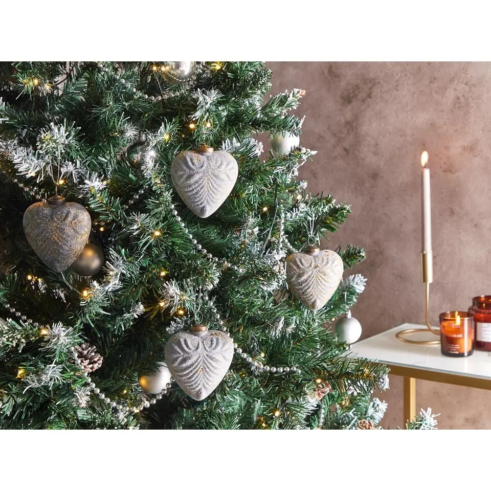 FERIABLE - Kerstballen set van 4 - Grijs - Glas