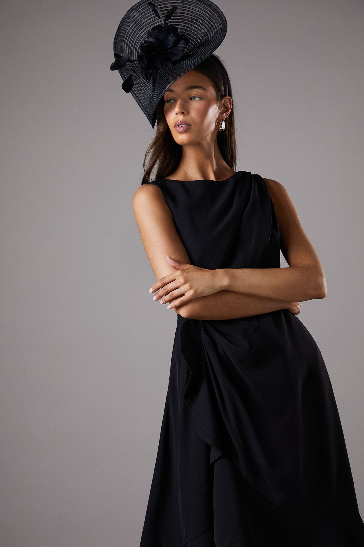 Coast Crepe Ruffle Dress With Low Back