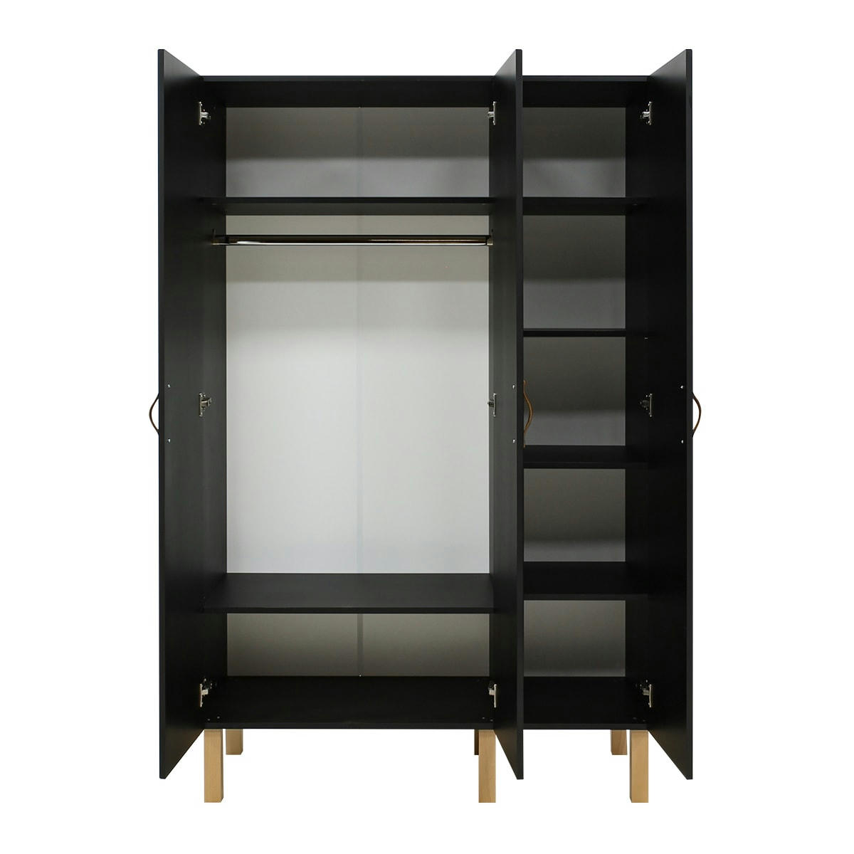 FLORIS - Armoire 3 portes noir mat naturel