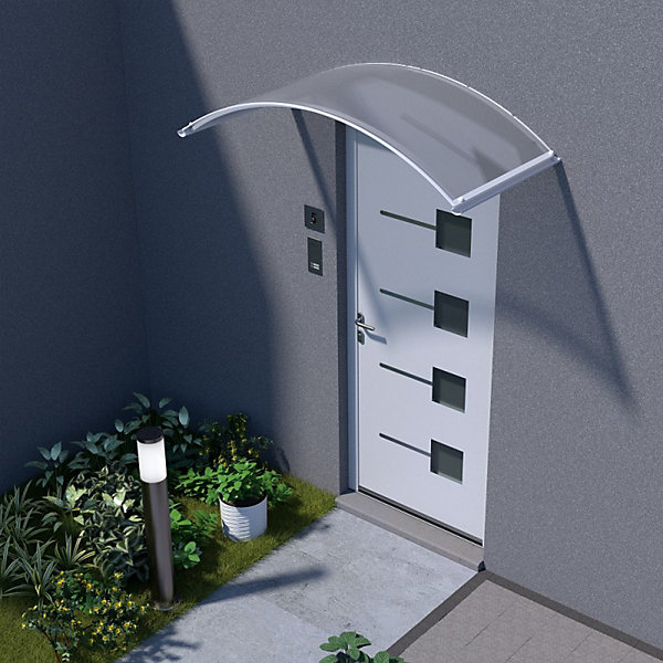 ARCTOM Auvent ARC 160x70, couleur blanc RAL9016, plaque incolore