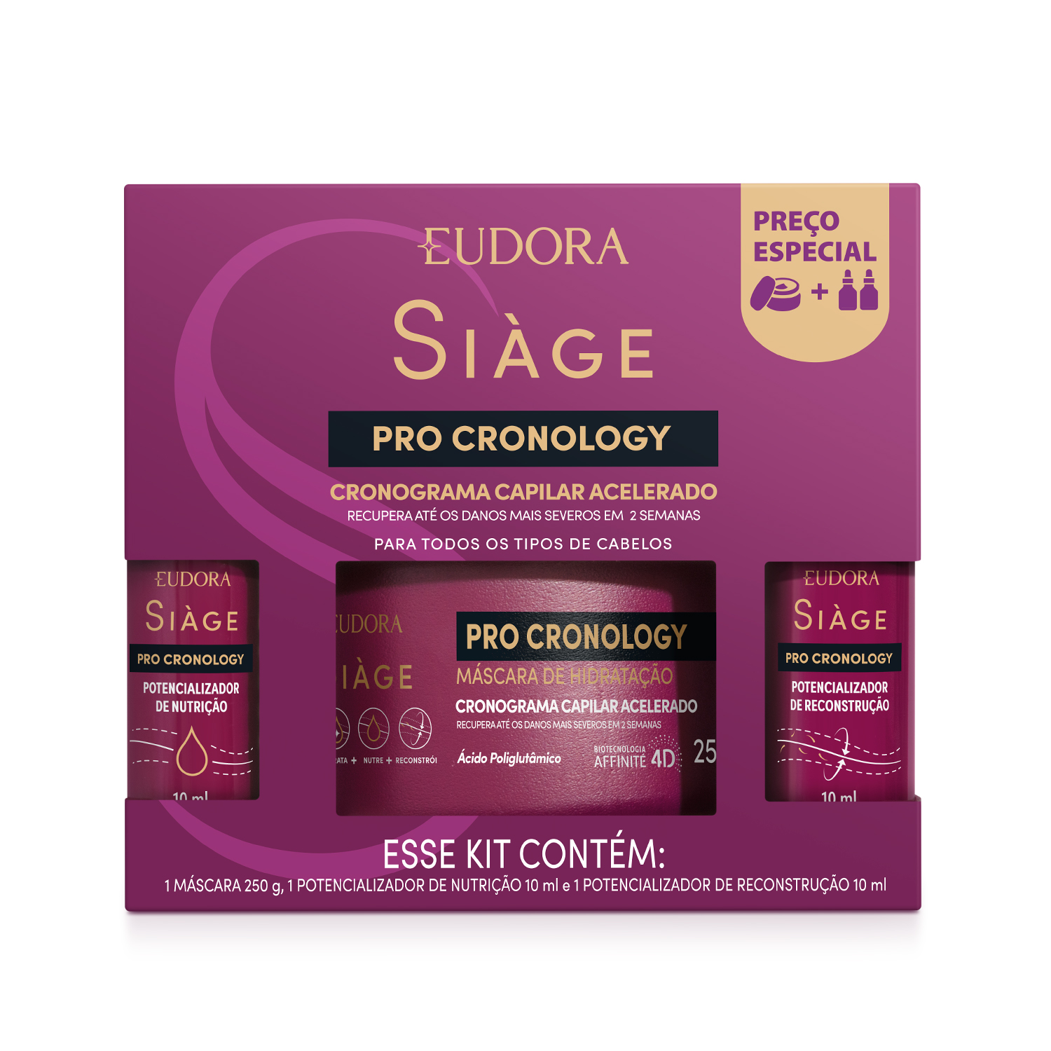 Kit Cronograma Capilar Acelerado Siàge Pro Cronology (3 itens)