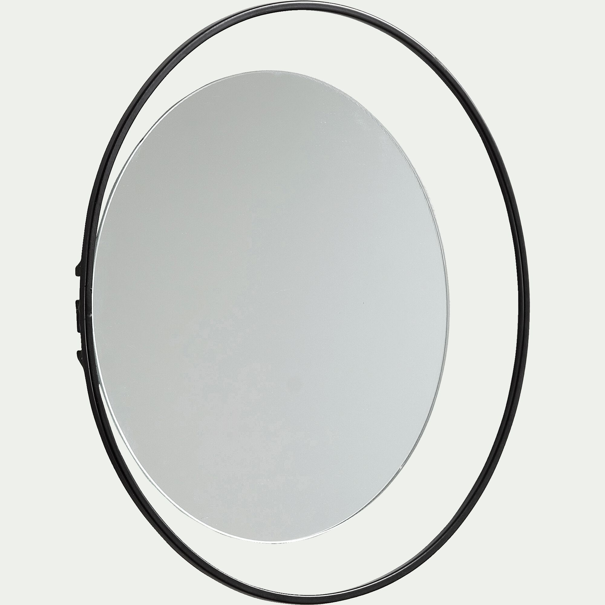 ROMY - Miroir graphique rond en métal noir D30cm