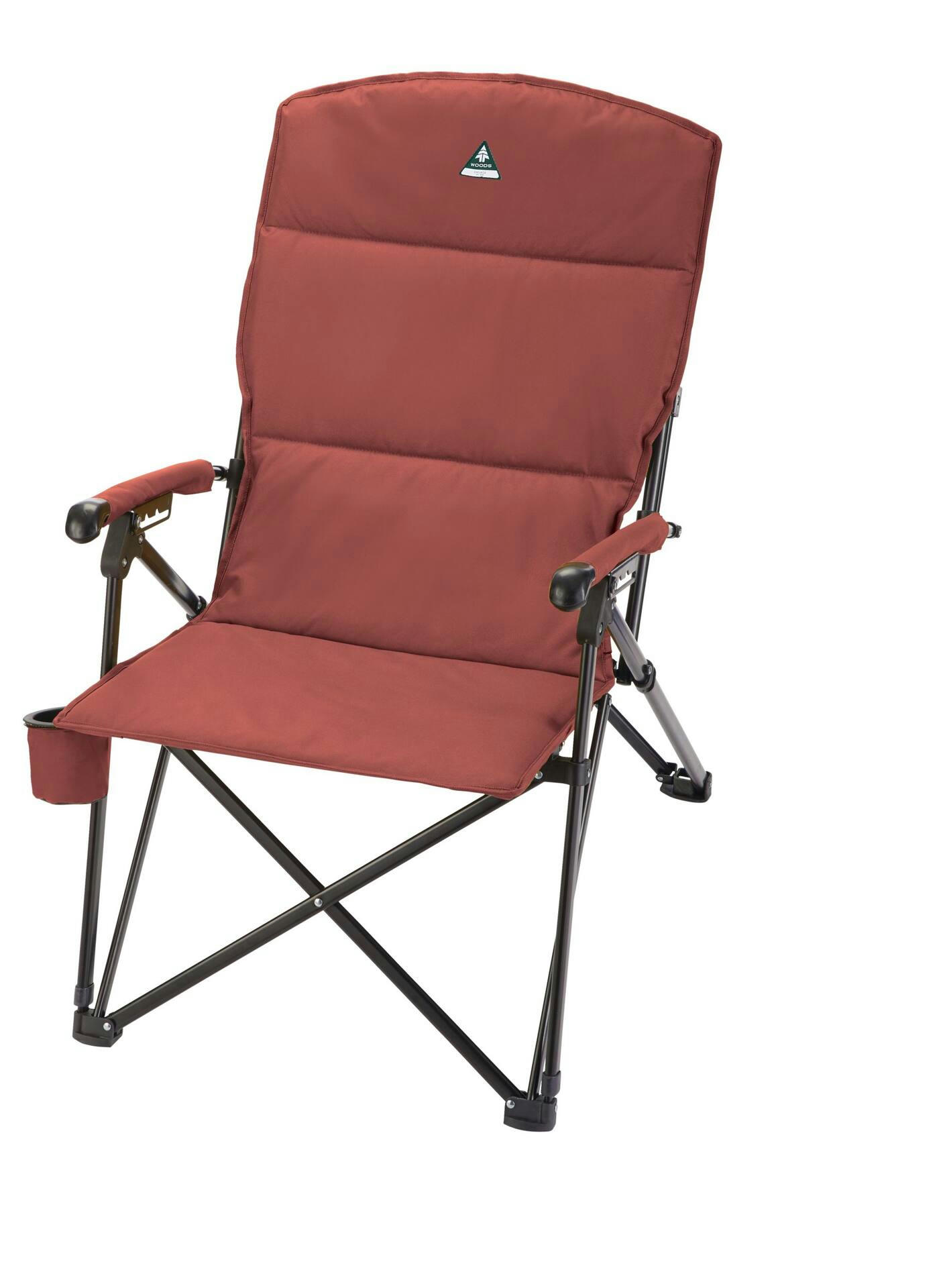 Woods Siesta Folding Reclining Padded Camping Chair, Red