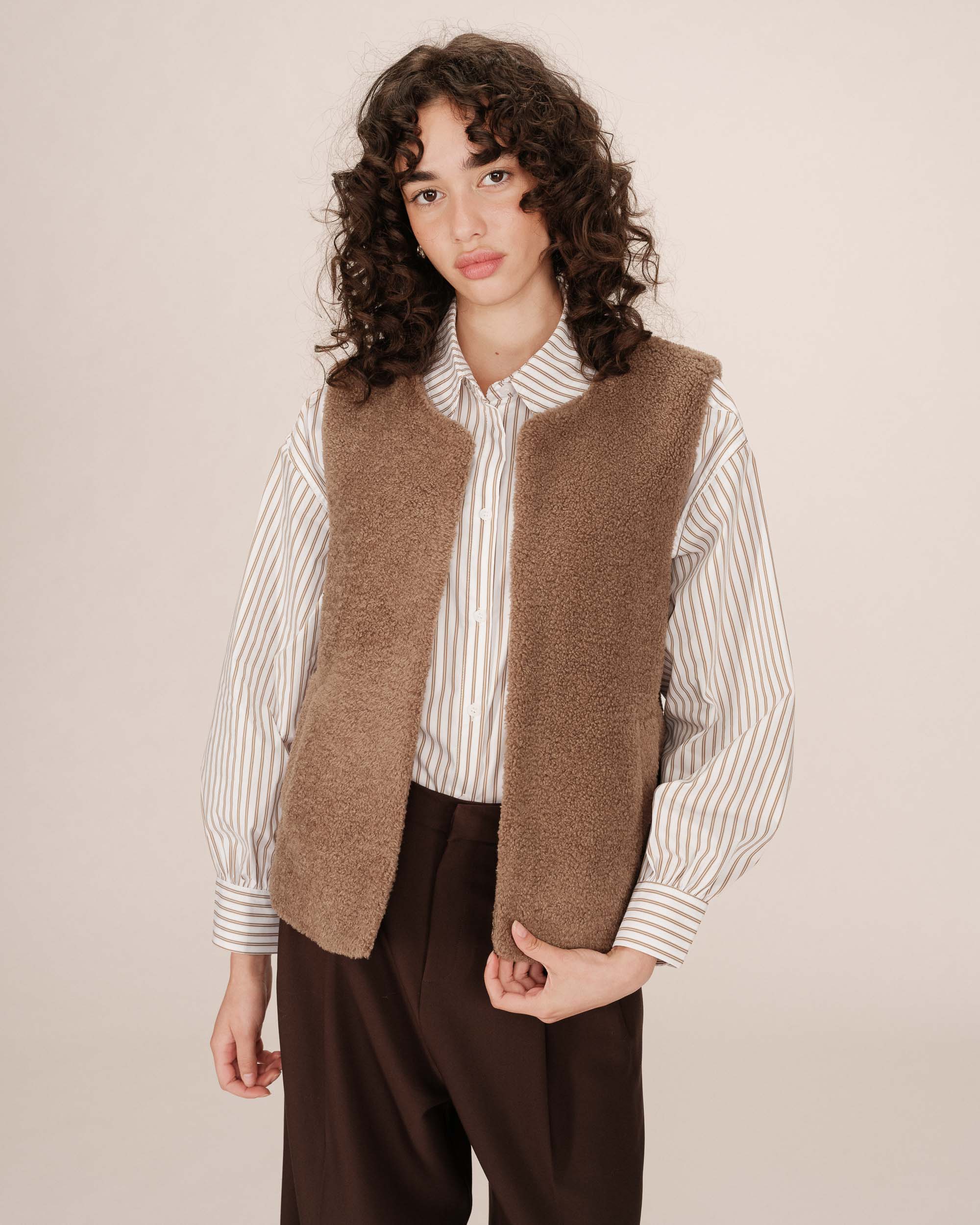 Veste en faux shearling taupe Sinatra
