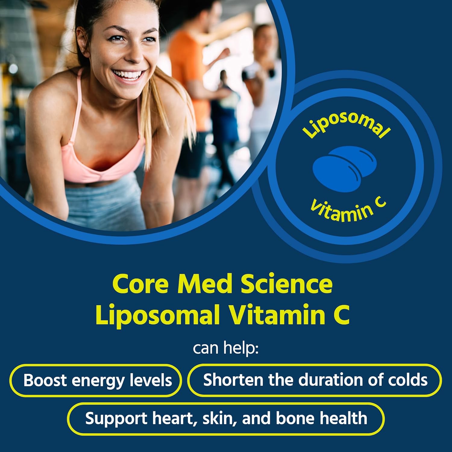 Core Med Science Liposomal Vitamin C 1000mg, 90 Softgels - Non-GMO Natural Liposomal Vitamin C Supplement that Promotes Healthy Skin - Immune System Booster for Adults, Supports Collagen Formation