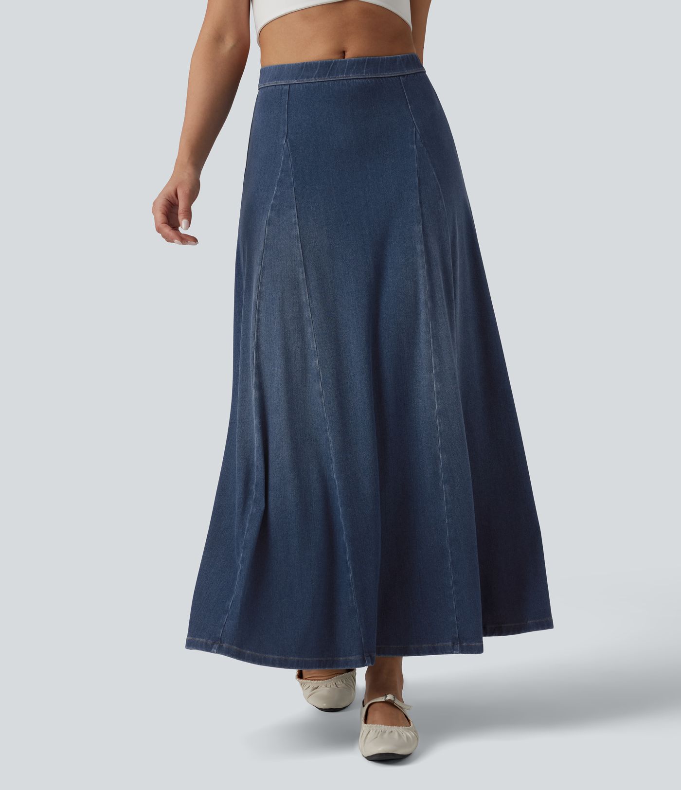 Halara Flex™ Jupe longue fluide casual taille mi-haute en lyocell drapé, bas sirène