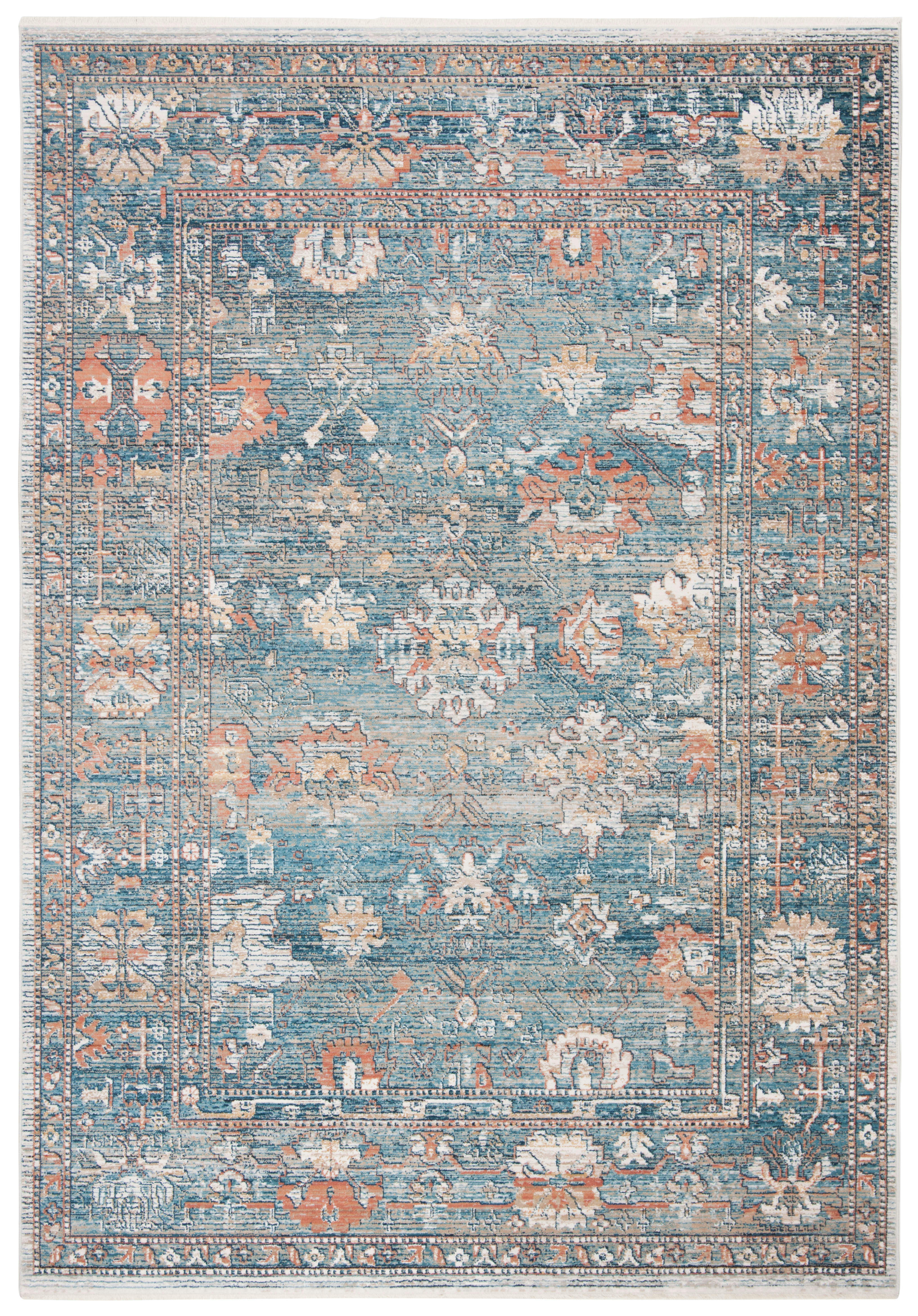VICTORIA - Tapis de salon interieur en bleu & ivoire, 91 x 152 cm