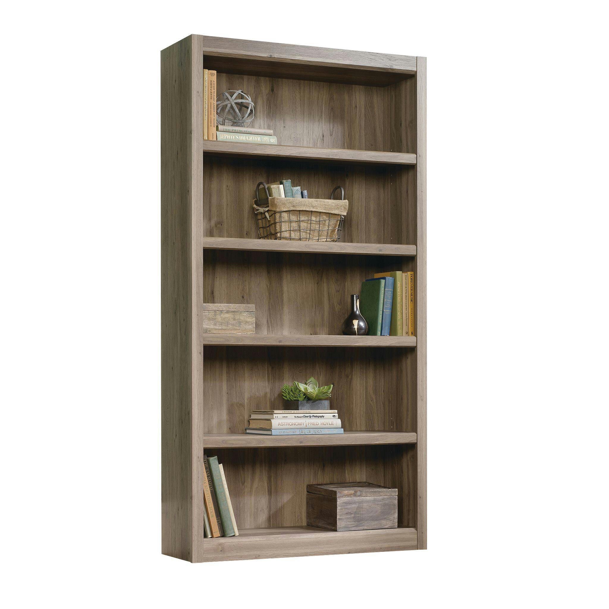 Sauder County Line 5-Tier Adjustable Shelf Bookcase/Bookshelf, Salt Oak Finish