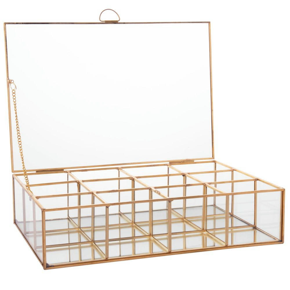 - Boîte à bijoux en verre et métal doré