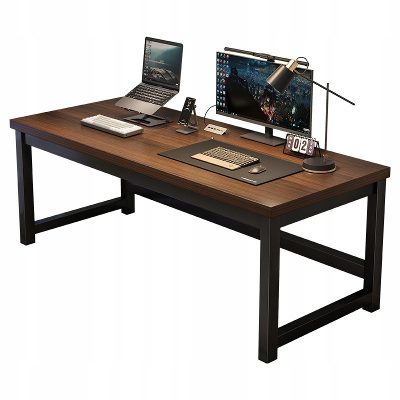 Biurko komputerowe nowoczesne ciemny buk loft industrialne 120 cm gamingowe