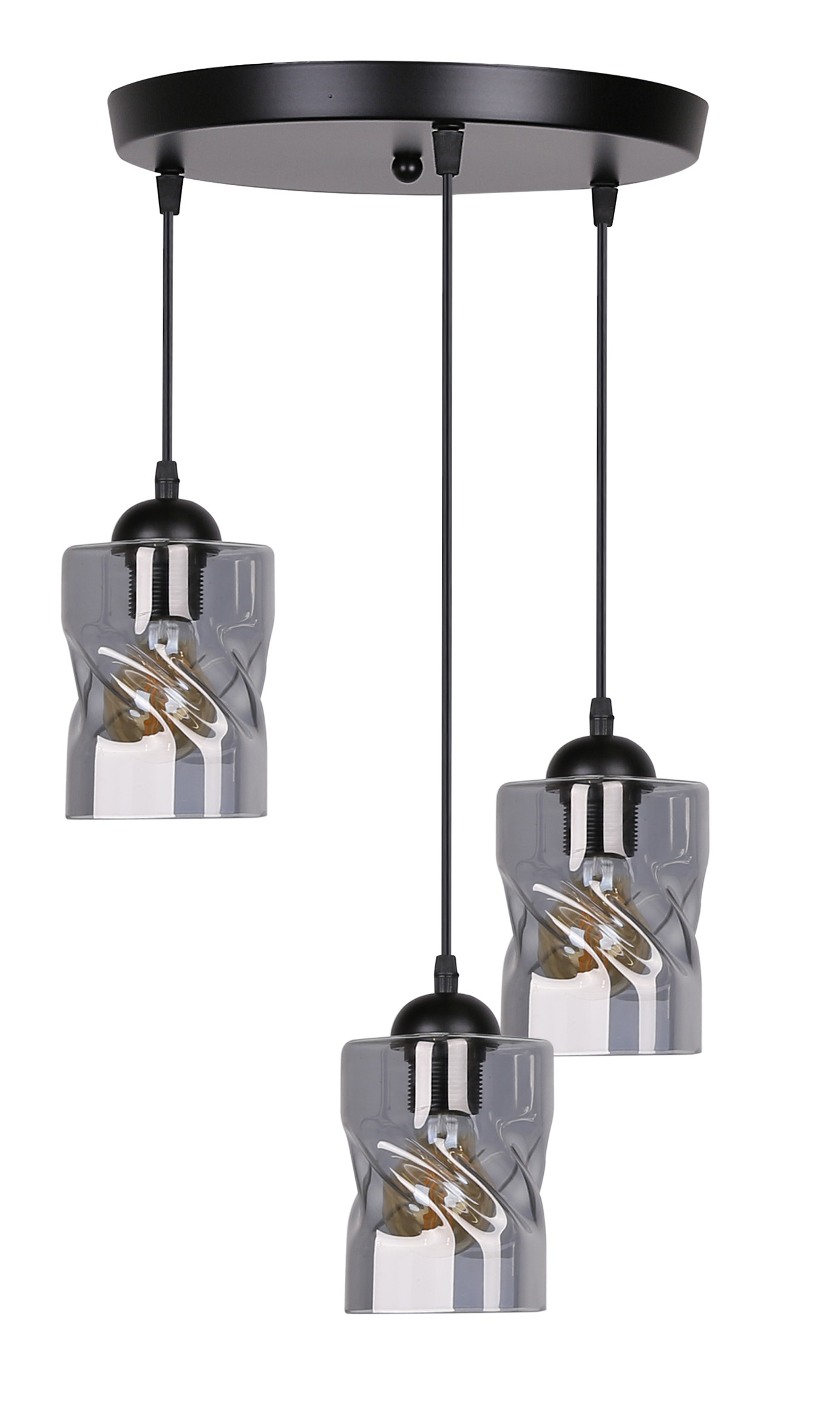 Lampa wisząca czarno-szara FELIS 3xE27x60W wym: 90x35x35 cm Candellux