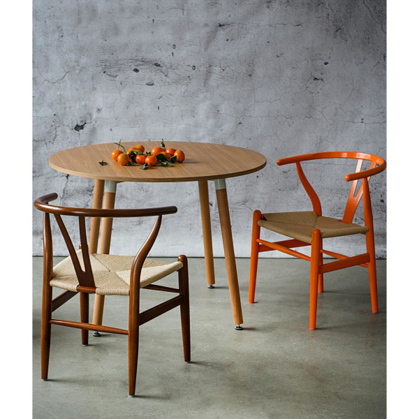 Krzesło Wicker Color naturalny/ciemny brązowy insp. Wishbone