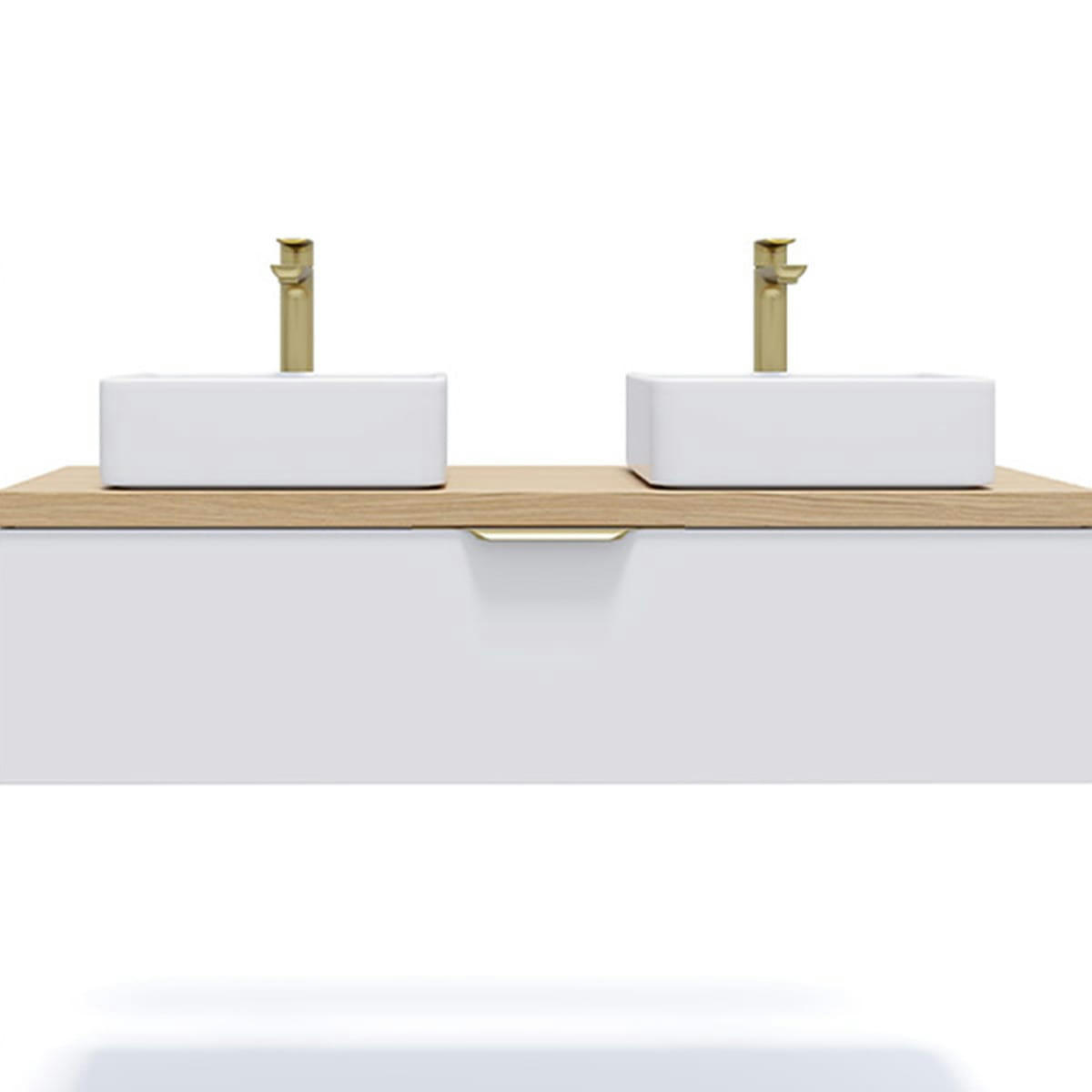 VENICE - Meuble salle de bain 2 vasques posées 120cm 1 tiroir Blanc