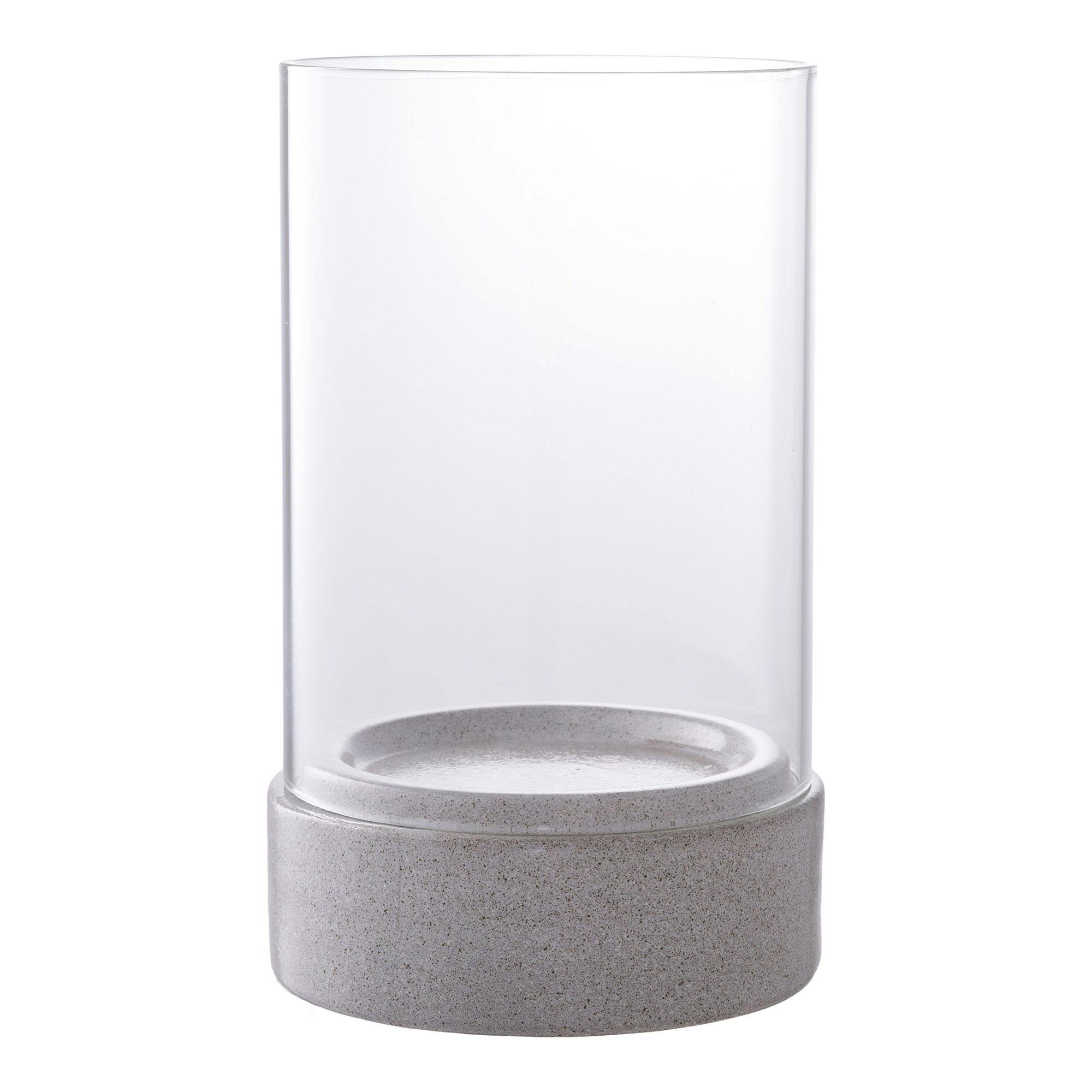 Photophore verre et ciment - forme cylindrique, design minimaliste gris