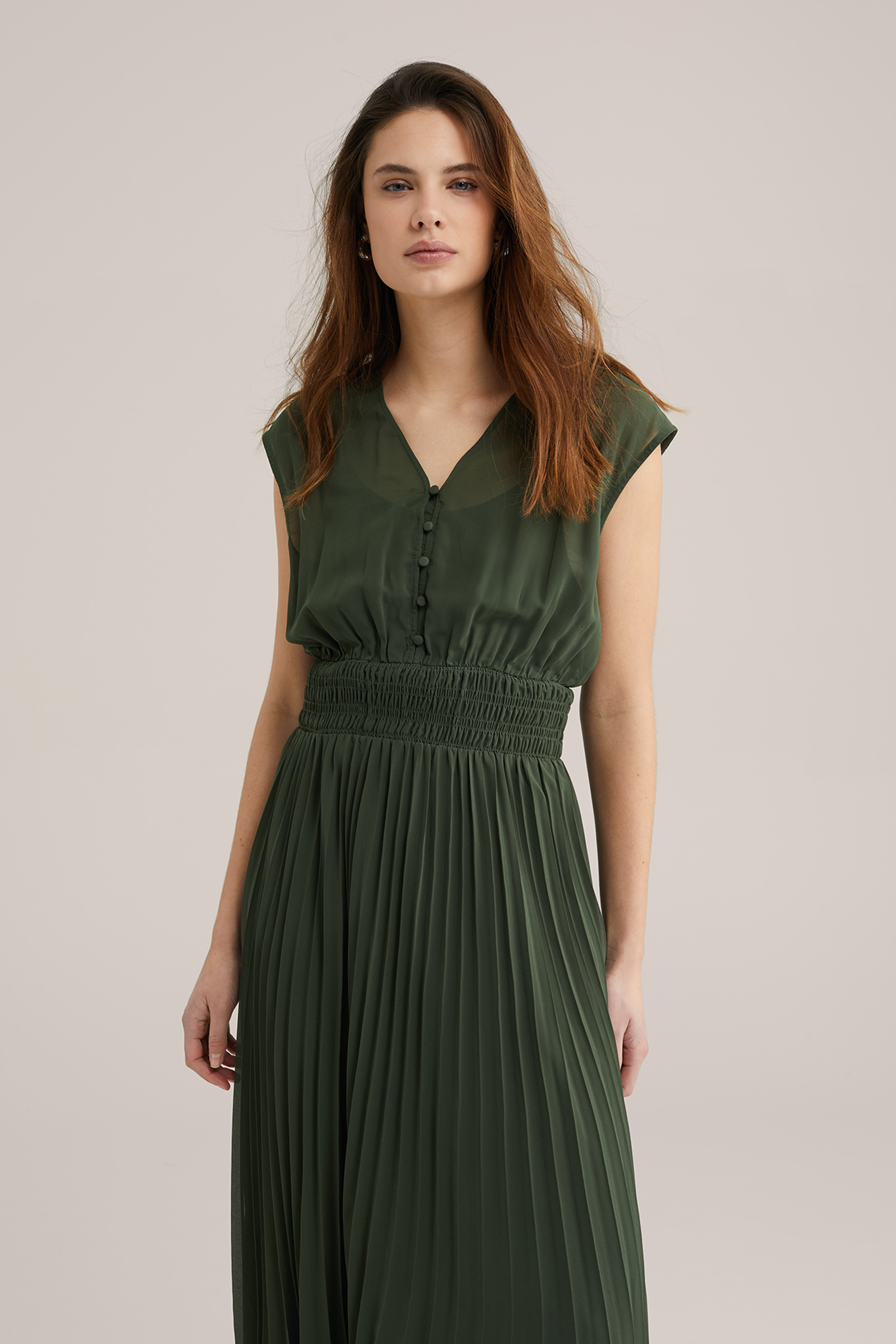 Dames Midi pliss&eacute; jurk