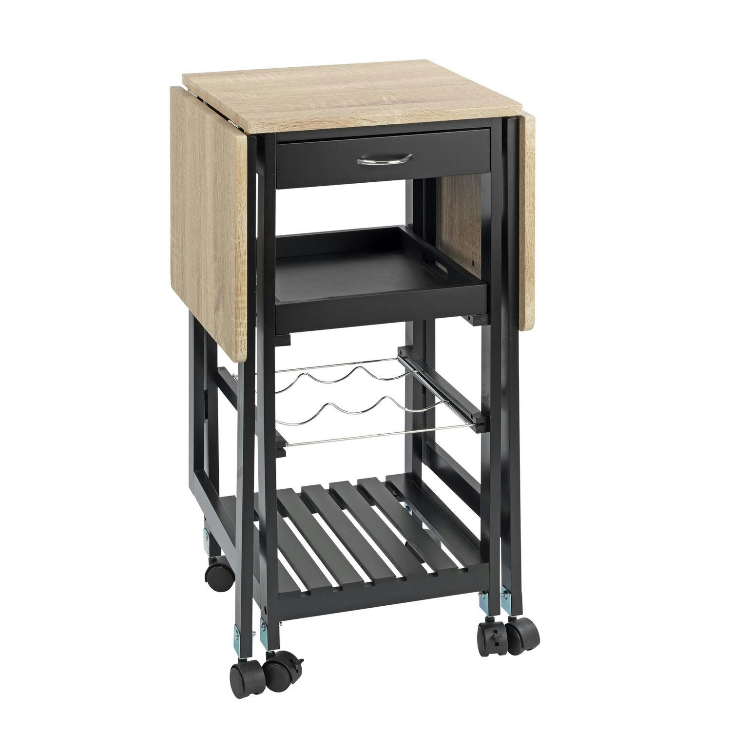 - Desserte de cuisine dépliante 6 roulettes noir