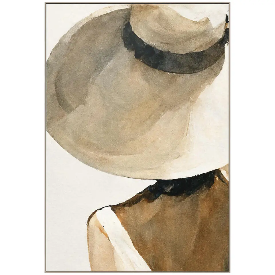 Schilderij Vrouw met hoed - 70x50 cm