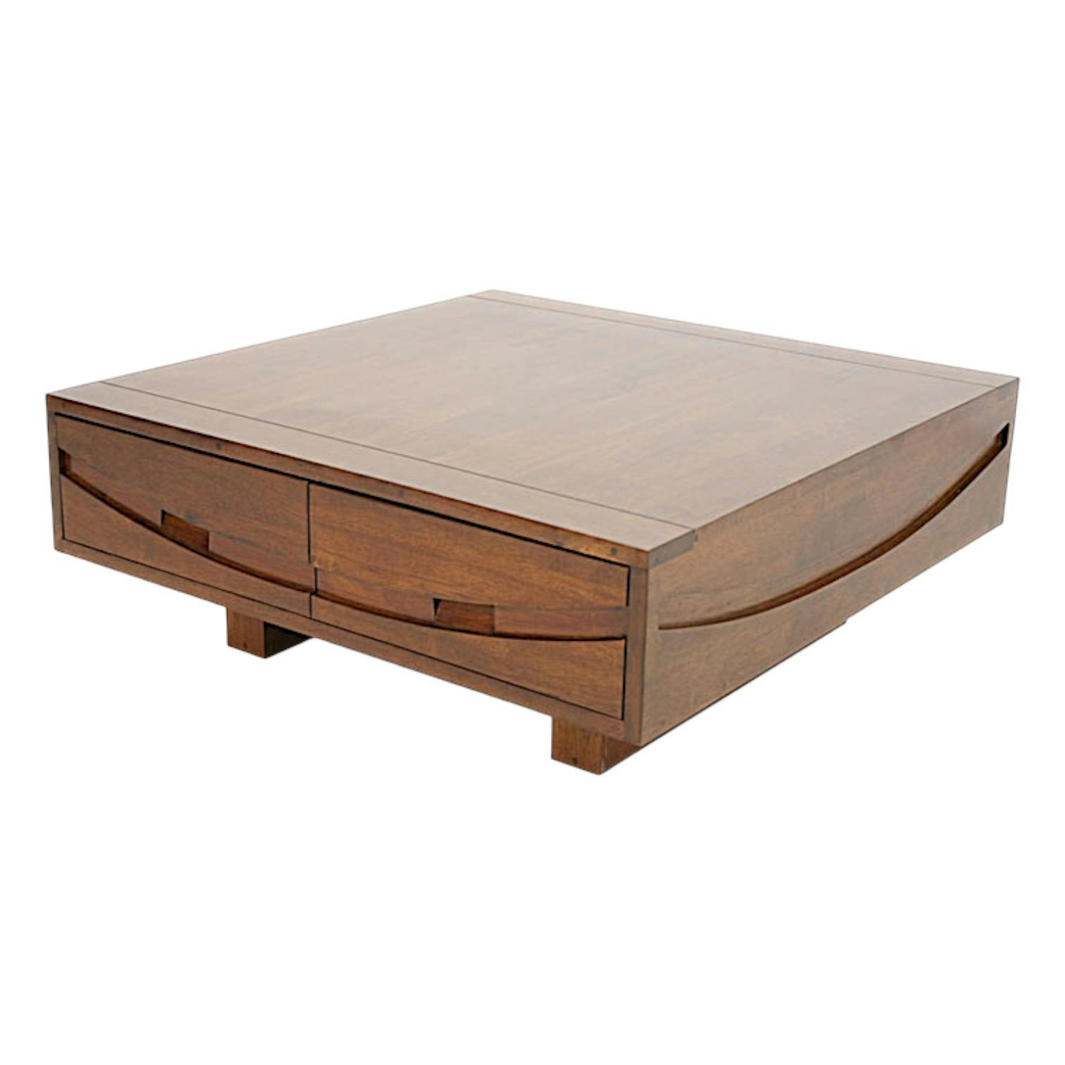 Table basse Hévéa 4 tiroirs 90x90x35cm NIAGARA