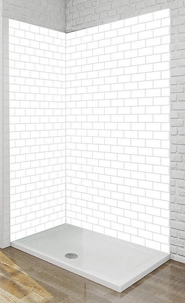 Panneau mural Alu Douche Salle de Bain Style METRO BLANC MAT 120 cm x 210 cm
