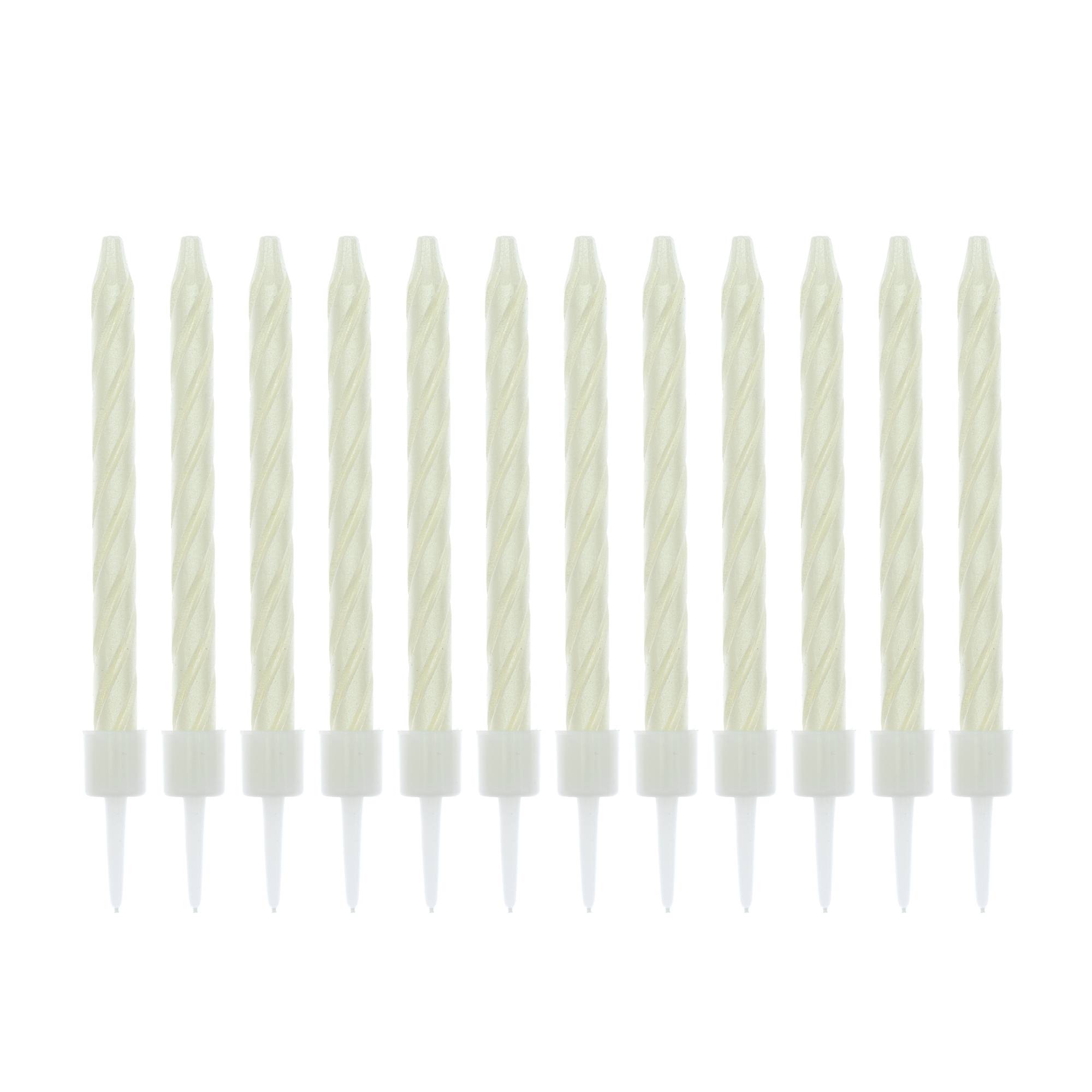 White Pearlescent Candles 12 Pack
