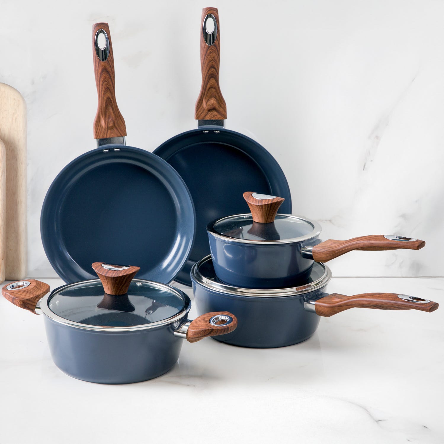 Batteria pentole 8 pezzi ceramica ottanio New Ceramic