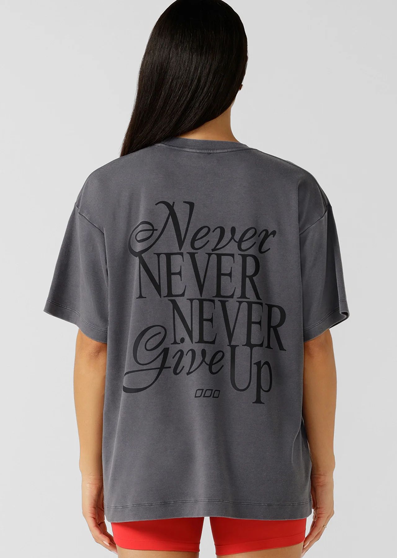 Never Give Up Washed Boyfriend T-Shirt