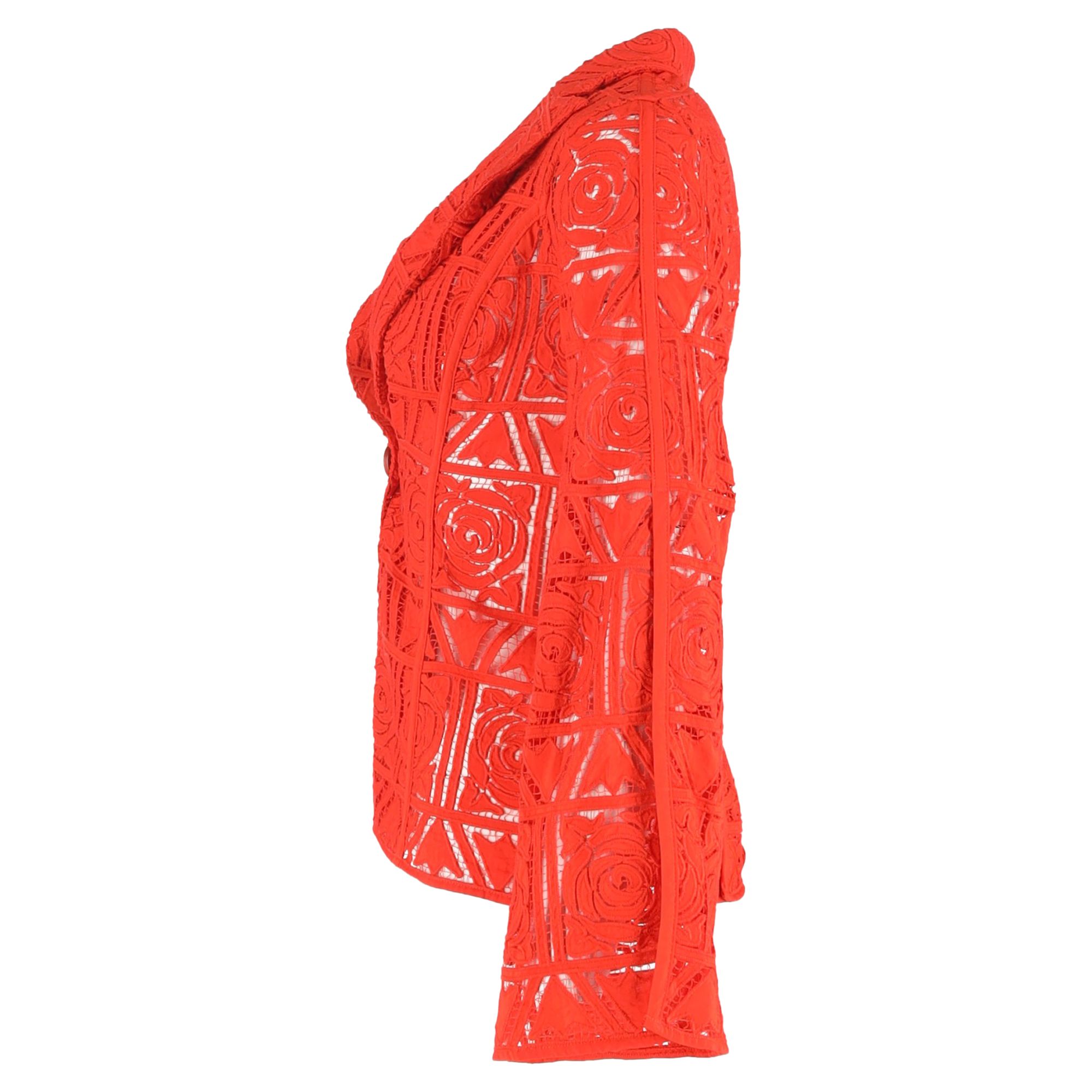 Cult Gaia Preloved Carlotta Floral Lace Blazer in Orange Viscose