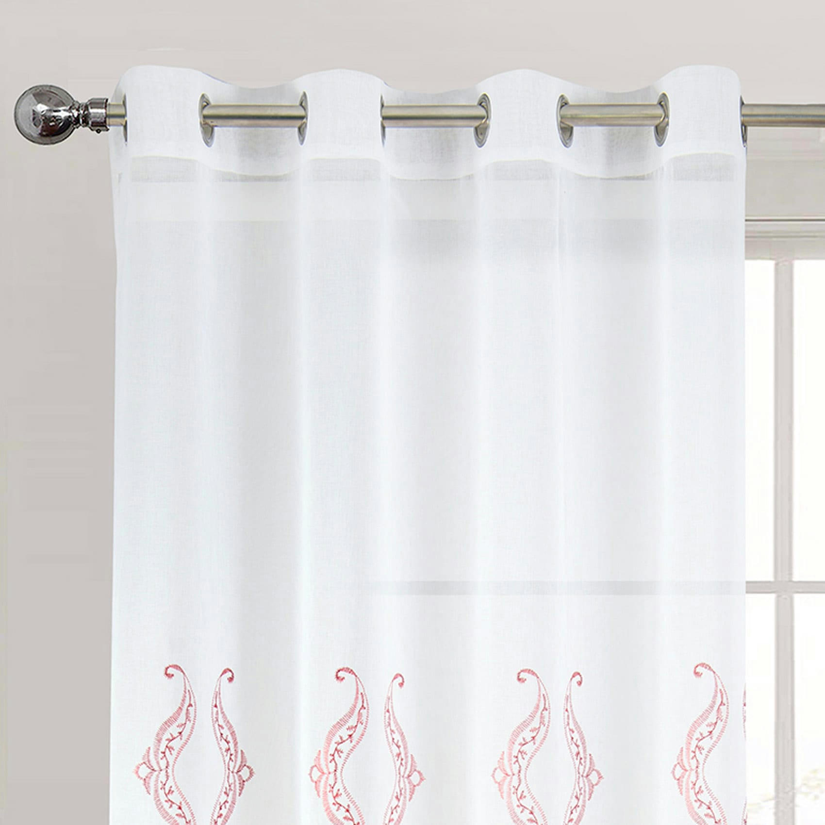 - Paire de voilage au style oriental polyester rouge 140x260 cm