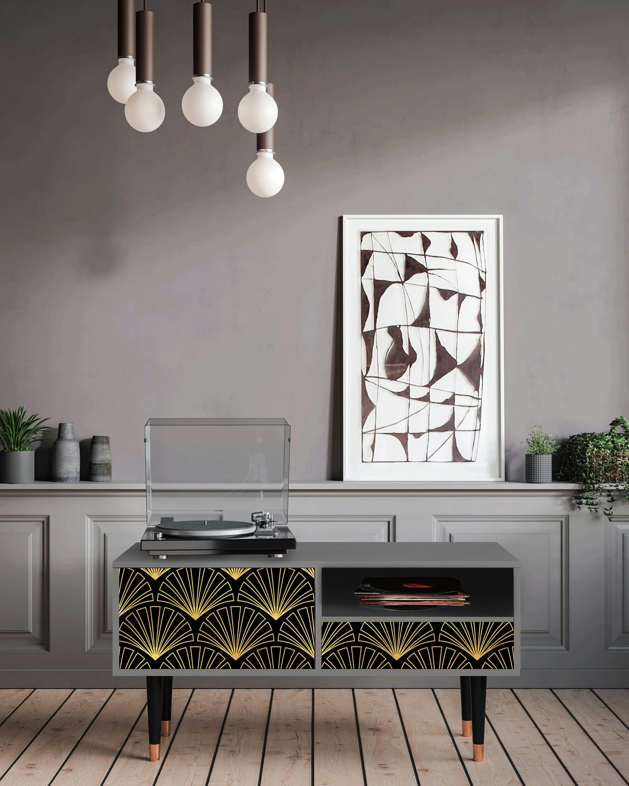 BIRD OF JUNO - Meuble TV  noir 1 tiroir et 1 porte L 115 cm