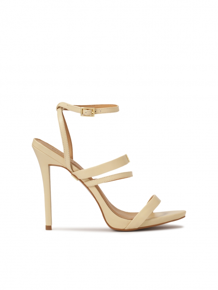 High-heeled leather sandals