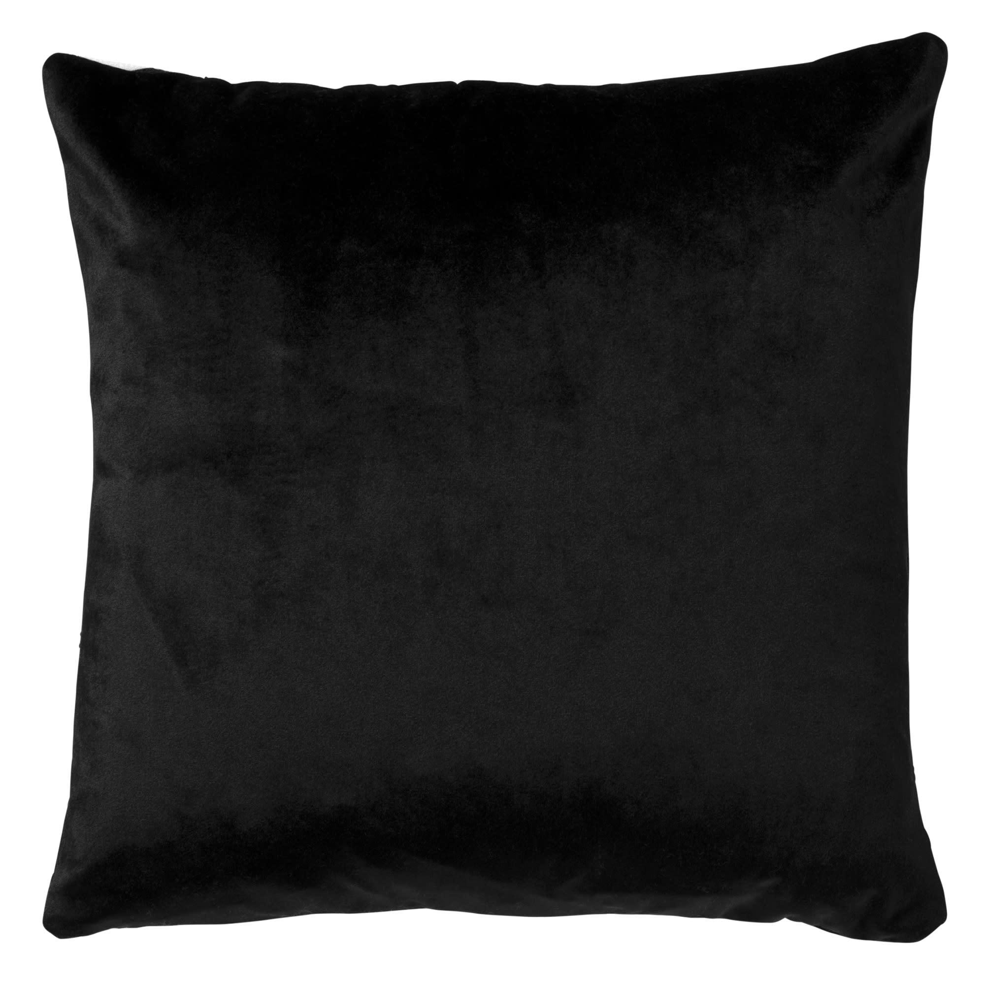 - Housse de coussin noir en polyester-45x45 cm avec motif fleuri