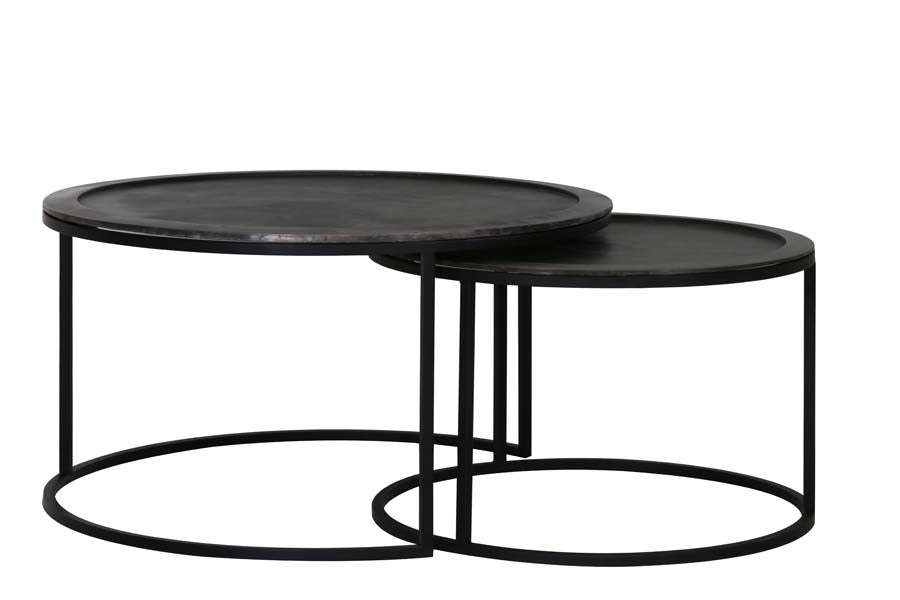 Light & Living salontafel TALCA - Ø78x42cm - zwart - Set van 2