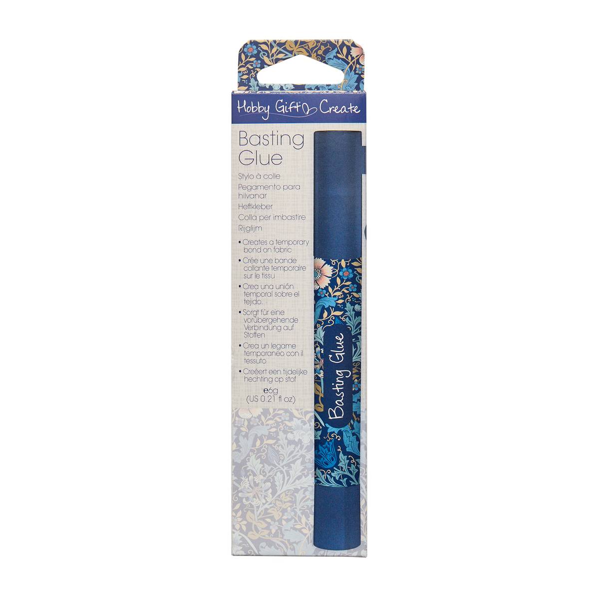 Blue Woodblock Floral Basting Pen