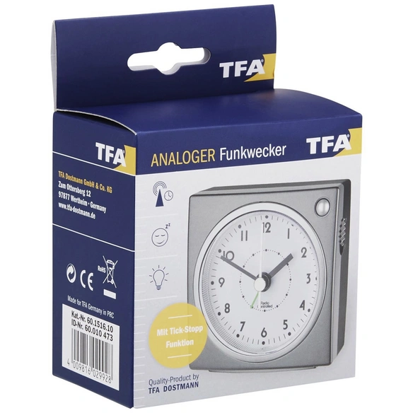 Funkwecker (Analog), BxHxT: 7,7 x 7,8 x 4,3 cm, weiß/grün