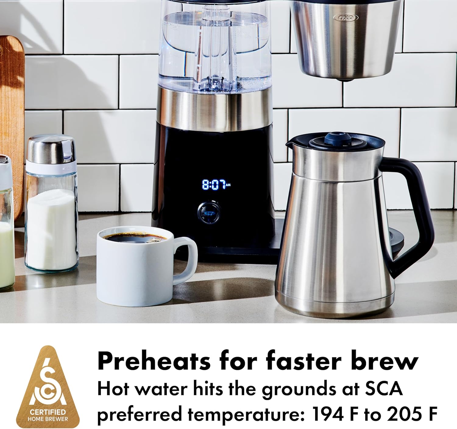 OXO Brew 9-Cup Coffee Maker – Stainless Steel, Programmable Coffee Machine with Single Serve or Full Carafe Options, SCA Certified Home Brewer