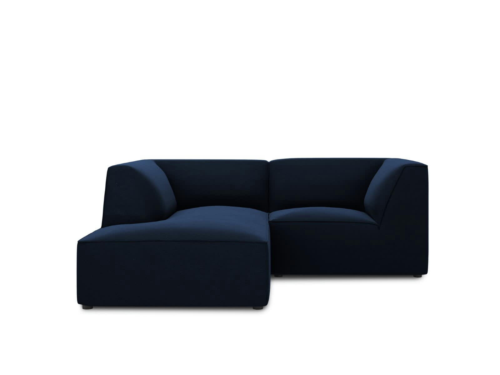RUBY - Canapé d'angle gauche 3 places en tissu velours bleu roi