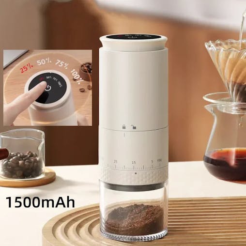 NNEOBA Rechargeable Coffee Grinder 38 Level Adjustable Conical Burr White