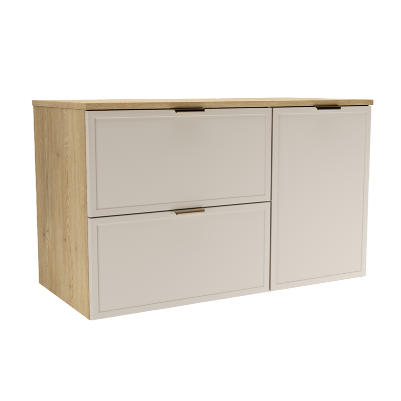 Szafka pod Umywalkę z Koszem 100cm Fronty Ramka Dąb Cremona/Kaszmir